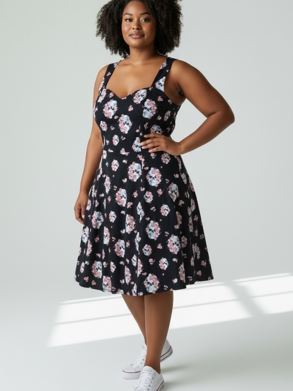 torrid Black Floral Sweetheart Fit & Flare Dress size 18